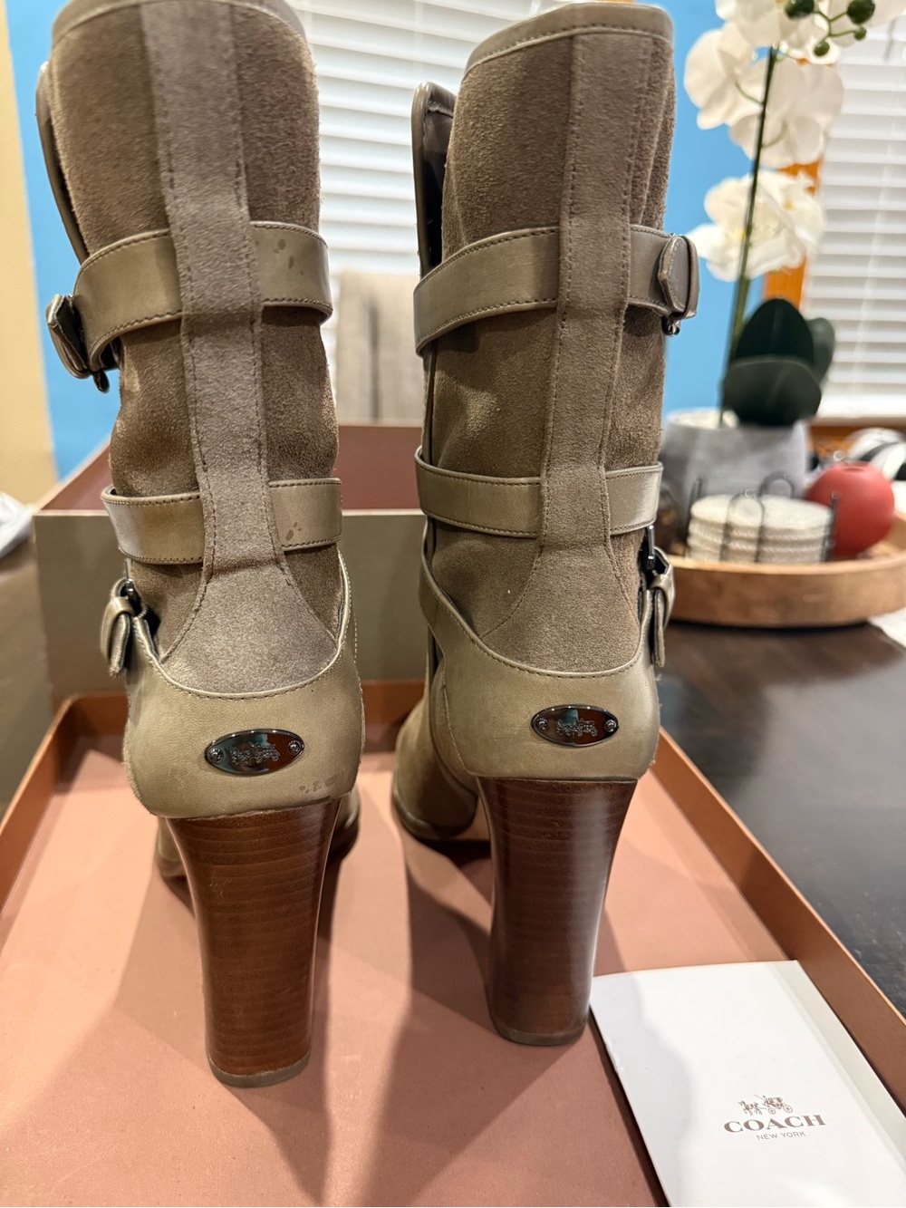 Coach Alexandra Suede MAT-Calf Strap Buckle Boots Style A8780 Size 8.5M - Picture 2 of 8